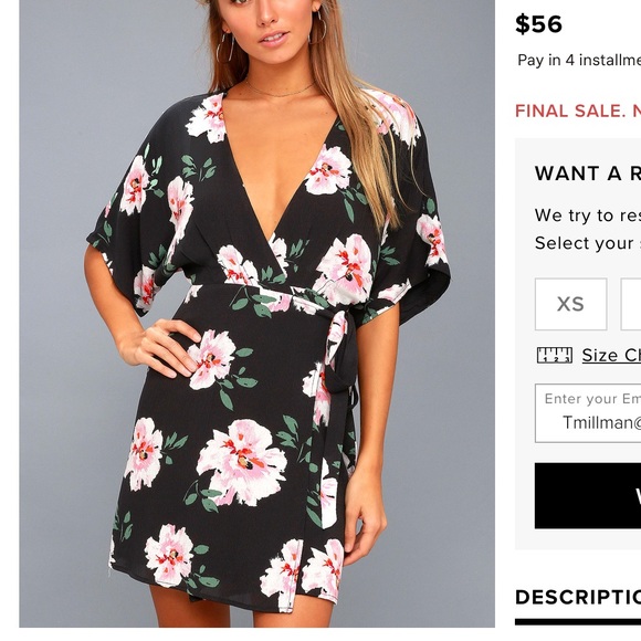 Lulu's Dresses & Skirts - Black floral print wrap dress Lulu's Dresses & Skirts - Black floral print wrap dress